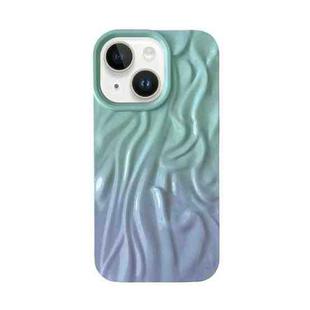 For iPhone 14 Wrinkle Gradient Oily Feel TPU Phone Case(Green Purple)