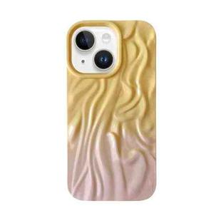 For iPhone 14 Wrinkle Gradient Oily Feel TPU Phone Case(Yellow Pink)