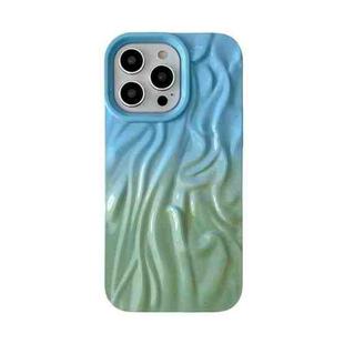 For iPhone 13 Pro Wrinkle Gradient Oily Feel TPU Phone Case(Blue Green)