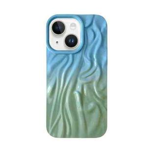 For iPhone 13 Wrinkle Gradient Oily Feel TPU Phone Case(Blue Green)