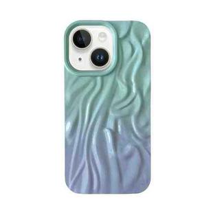 For iPhone 13 Wrinkle Gradient Oily Feel TPU Phone Case(Green Purple)