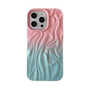 For iPhone 12 Pro Max Wrinkle Gradient Oily Feel TPU Phone Case(Pink Green)
