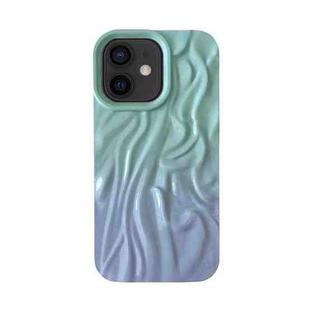 For iPhone 12 Wrinkle Gradient Oily Feel TPU Phone Case(Green Purple)