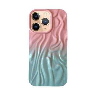 For iPhone 11 Pro Max Wrinkle Gradient Oily Feel TPU Phone Case(Pink Green)