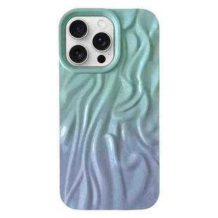 For iPhone 15 Pro Max Wrinkle Gradient Oily Feel TPU Phone Case(Green Purple)