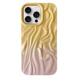 For iPhone 15 Pro Max Wrinkle Gradient Oily Feel TPU Phone Case(Yellow Pink)