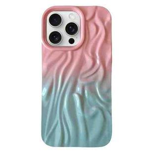 For iPhone 15 Pro Max Wrinkle Gradient Oily Feel TPU Phone Case(Pink Green)