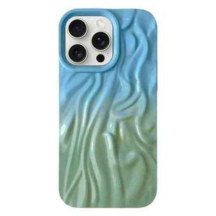 For iPhone 15 Pro Wrinkle Gradient Oily Feel TPU Phone Case(Blue Green)