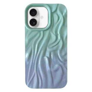 For iPhone 16 Plus Wrinkle Gradient Oily Feel TPU Phone Case(Green Purple)