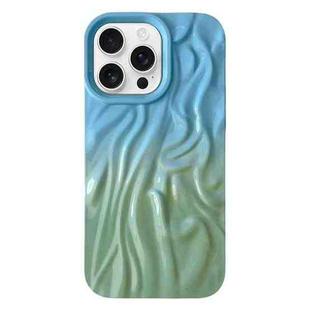 For iPhone 16 Pro Wrinkle Gradient Oily Feel TPU Phone Case(Blue Green)