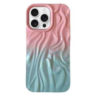 For iPhone 16 Pro Wrinkle Gradient Oily Feel TPU Phone Case(Pink Green)