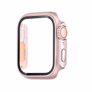 For Apple Watch Series 9 / 8 / 7 41mm Tempered Film Hybrid PC Integrated Watch Case(Rose Gold Orange)
