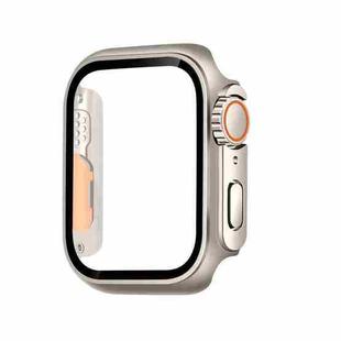 For Apple Watch Series 9 / 8 / 7 41mm Tempered Film Hybrid PC Integrated Watch Case(Titanium Gold Orange)