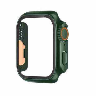 For Apple Watch Series 9 / 8 / 7 41mm Tempered Film Hybrid PC Integrated Watch Case(Deep Green Orange)