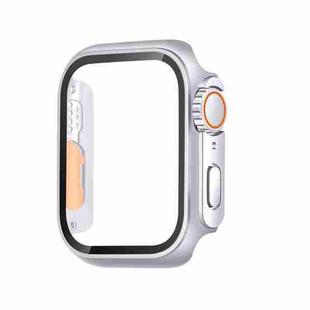 For Apple Watch Series 9 / 8 / 7 45mm Tempered Film Hybrid PC Integrated Watch Case(Silver Orange)