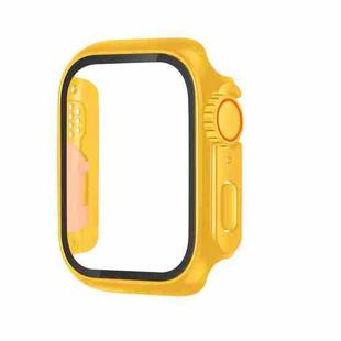 For Apple Watch Series 9 / 8 / 7 45mm Tempered Film Hybrid PC Integrated Watch Case(Yellow)