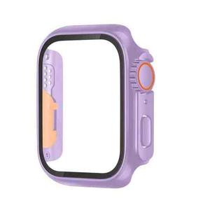 For Apple Watch Series 9 / 8 / 7 45mm Tempered Film Hybrid PC Integrated Watch Case(Light Purple Orange)