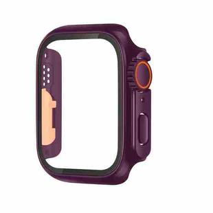 For Apple Watch Series 6 / 5 / 4 / SE 44mm Tempered Film Hybrid PC Integrated Change to Ultra 49mm Watch Case(Purple Orange)