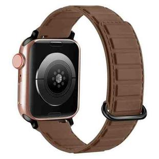 For Apple Watch 2 42mm Reverse Buckle Magnetic Silicone Watch Band(Black Buckle Coffee)