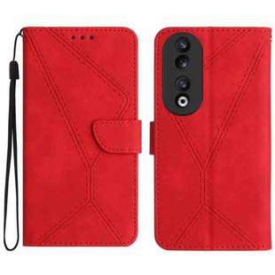 For Honor 90 Stitching Embossed Leather Phone Case(Red)