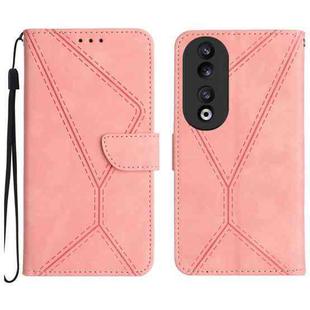 For Honor 90 Stitching Embossed Leather Phone Case(Pink)