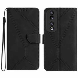 For Honor 90 Stitching Embossed Leather Phone Case(Black)