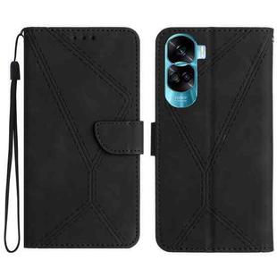 For Honor 90 Lite Stitching Embossed Leather Phone Case(Black)