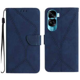 For Honor 90 Lite Stitching Embossed Leather Phone Case(Blue)