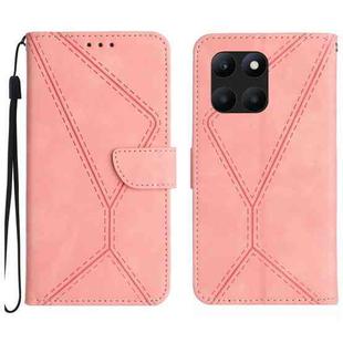 For Honor X6A Stitching Embossed Leather Phone Case(Pink)