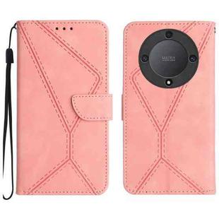 For Honor X9b Stitching Embossed Leather Phone Case(Pink)