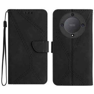For Honor X9b Stitching Embossed Leather Phone Case(Black)