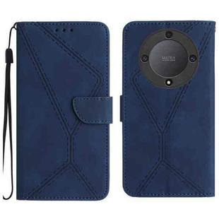 For Honor X9b Stitching Embossed Leather Phone Case(Blue)