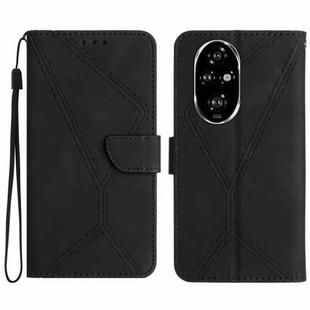 For Honor 200 5G Global Stitching Embossed Leather Phone Case(Black)
