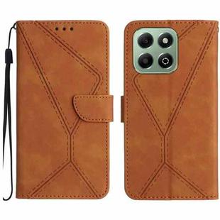 For Honor X6b Stitching Embossed Leather Phone Case(Brown)