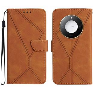 For Honor X9c Smart Stitching Embossed Leather Phone Case(Brown)