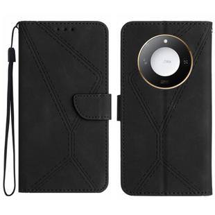 For Honor X9c Smart Stitching Embossed Leather Phone Case(Black)