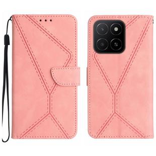 For Honor X8c 4G Stitching Embossed Leather Phone Case(Pink)