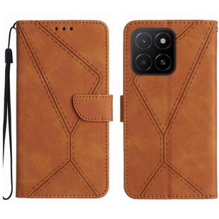 For Honor X8c 4G Stitching Embossed Leather Phone Case(Brown)
