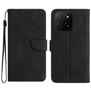 For Honor X8c 4G Stitching Embossed Leather Phone Case(Black)