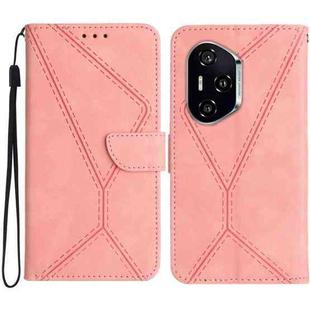 For Honor 400 Pro Global 160.8mm Stitching Embossed Leather Phone Case(Pink)