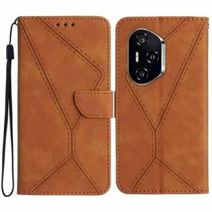 For Honor 400 Pro Global 160.8mm Stitching Embossed Leather Phone Case(Brown)