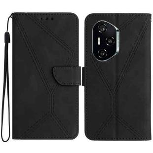 For Honor 400 Pro Global 160.8mm Stitching Embossed Leather Phone Case(Black)
