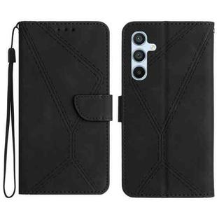 For Samsung Galaxy M55 Stitching Embossed Leather Phone Case(Black)