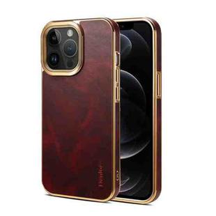 For iPhone 12 Pro Denior Oil Wax Cowhide Plating Phone Case(Red)