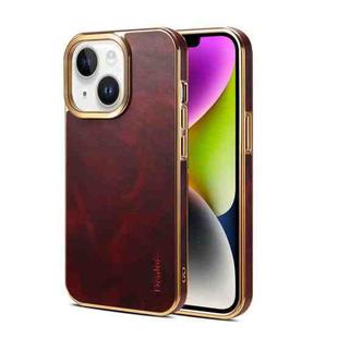 For iPhone 14 Plus Denior Oil Wax Cowhide Plating Phone Case(Red)