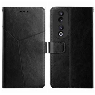 For Honor 90 Y-shaped Pattern Flip Leather Phone Case(Black)