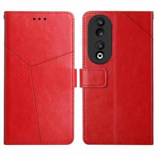 For Honor 90 Y-shaped Pattern Flip Leather Phone Case(Red)