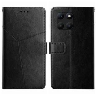 For Honor X6A Y-shaped Pattern Flip Leather Phone Case(Black)