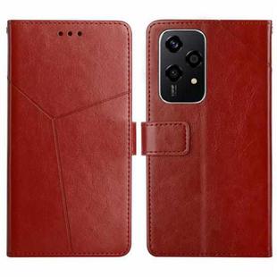 For Honor 200 Lite Y-shaped Pattern Flip Leather Phone Case(Brown)