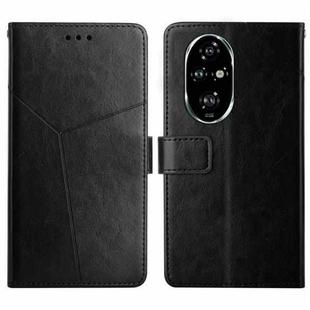 For Honor 200 5G Global Y-shaped Pattern Flip Leather Phone Case(Black)